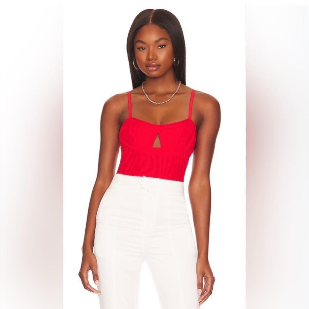 NWT We Are HAH Free People Under The Wire Bodysuit Blood Orange Small or Med